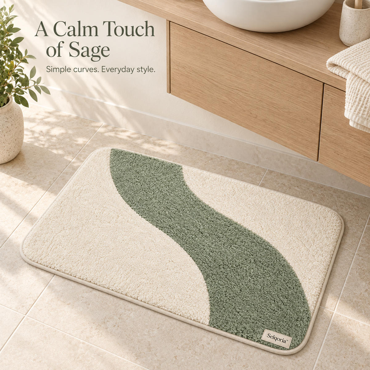 Selqoria™ Sage Curve Floor Mat