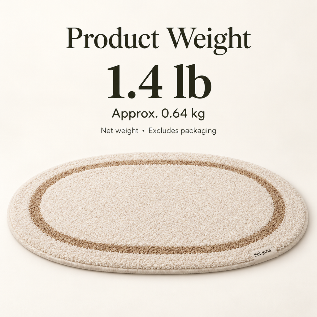 Selqoria™ Ivory Border Oval Floor Mat