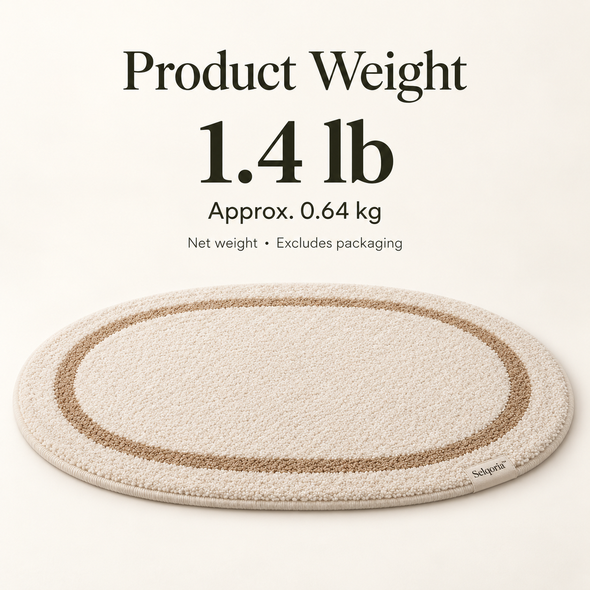 Selqoria™ Ivory Border Oval Floor Mat