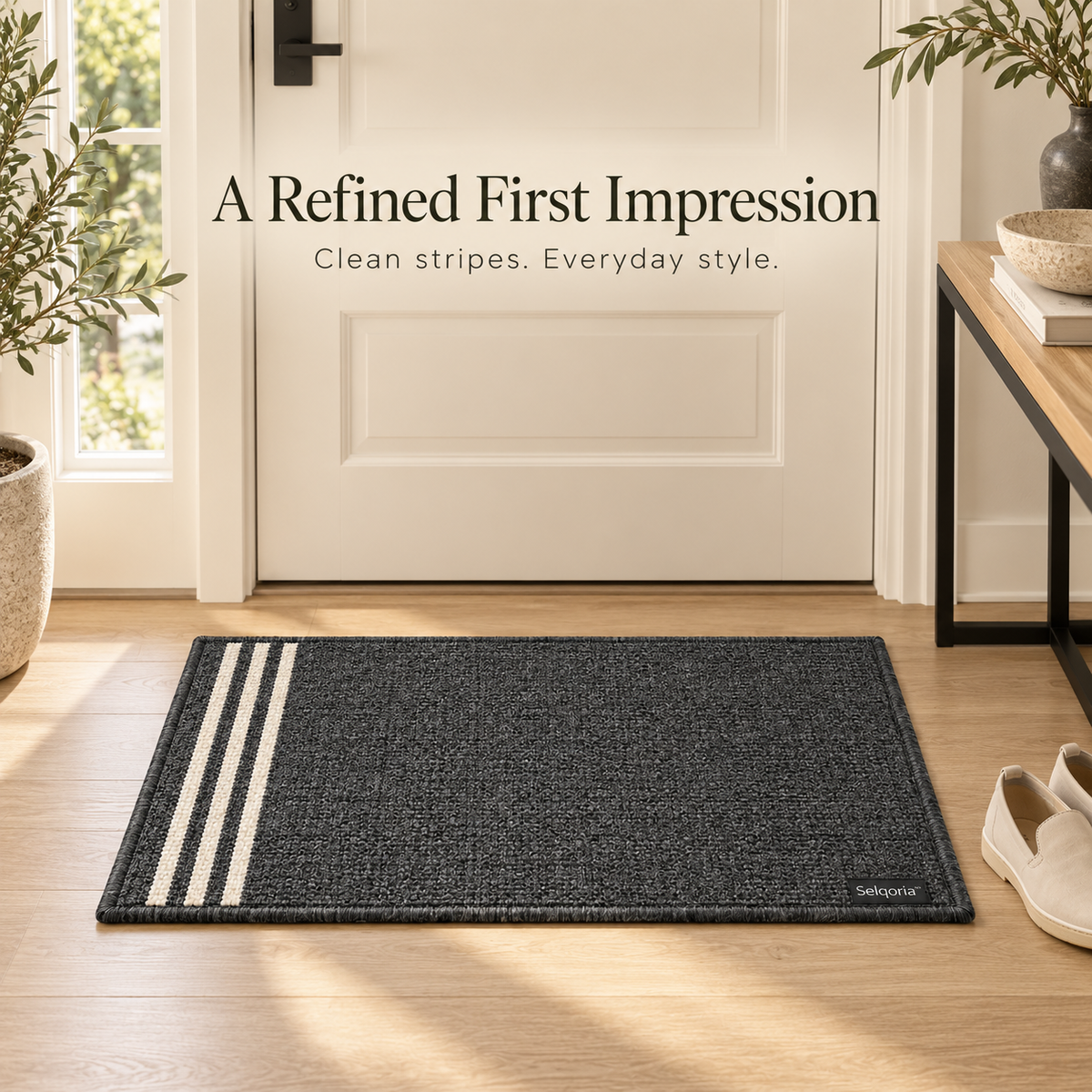 Selqoria™ Charcoal Stripe Entry Mat