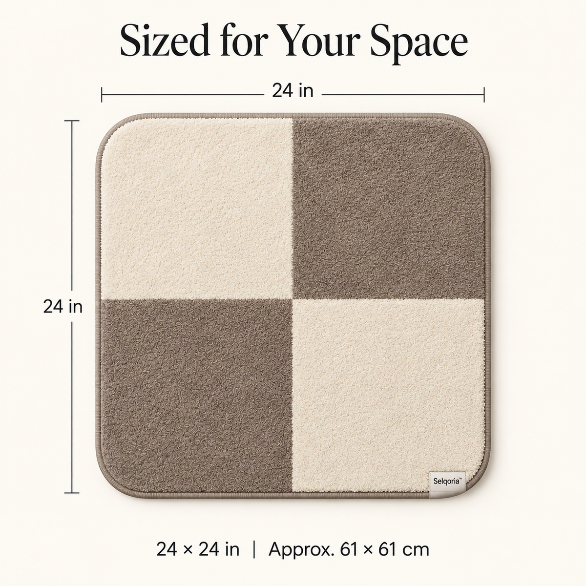 Selqoria™ Taupe Check Square Floor Mat