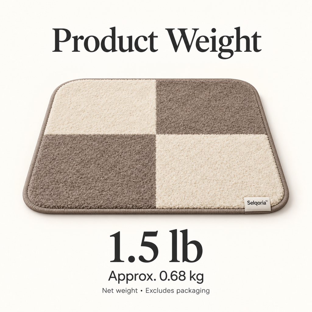 Selqoria™ Taupe Check Square Floor Mat