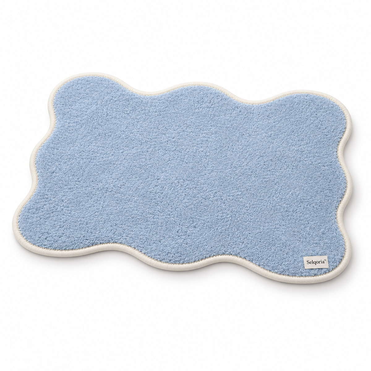 Selqoria™ Powder Blue Scalloped Floor Mat