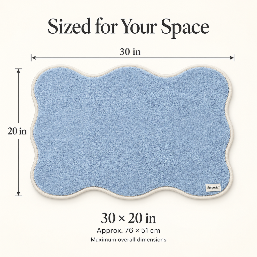 Selqoria™ Powder Blue Scalloped Floor Mat