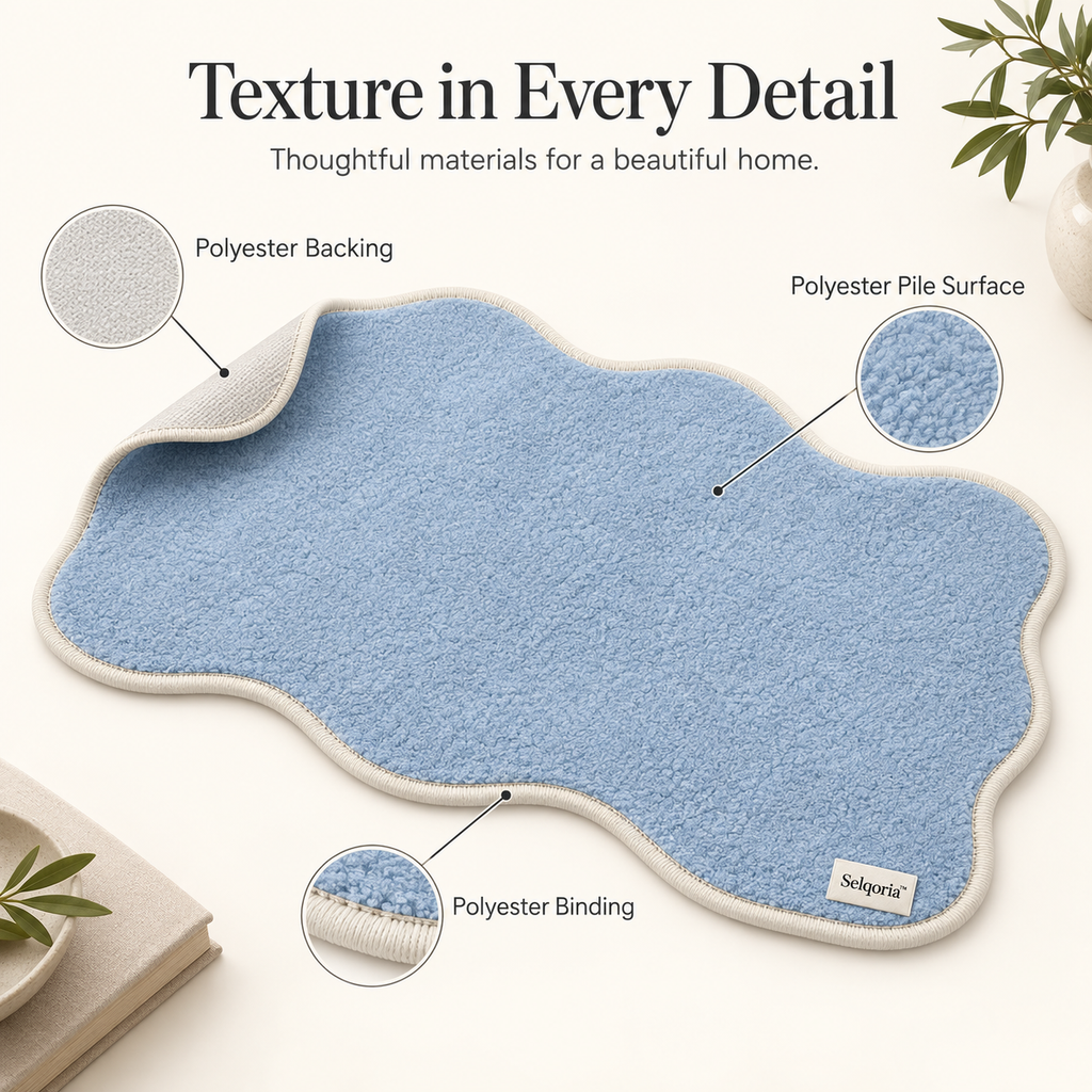 Selqoria™ Powder Blue Scalloped Floor Mat