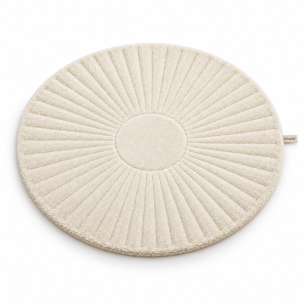 Selqoria™ Ivory Sunray Round Floor Mat