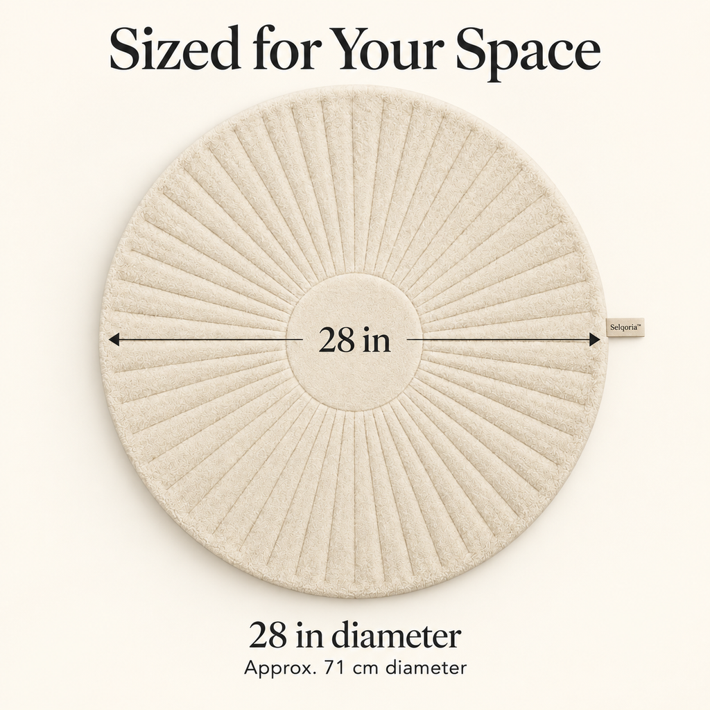 Selqoria™ Ivory Sunray Round Floor Mat