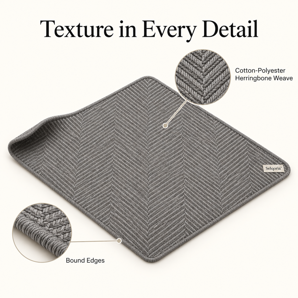 Selqoria™ Gray Herringbone Diamond Mat